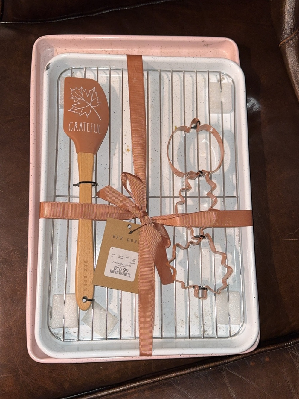 NWT Rae Dunn 6 Piece Kitchen Baking Set Trays, Wooden Spoon, Cookie Cutters